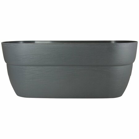 BLOOMERS Railing Planter with Drainage Holes, 24in Weatherproof Resin Planter, Slate 2446-1